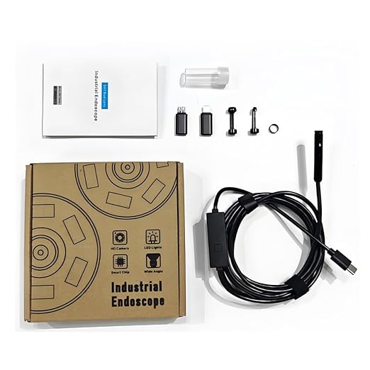 Borescope Camera with Light,16.4FT Semi Rigid Snake, 1920P HD Borescope Camera with 8 Adjustable LED, Borescope for iPhone IP67 Waterproof Automotive Engine Plumbing HVAC Inspection 8 mm (Dual-Lens)