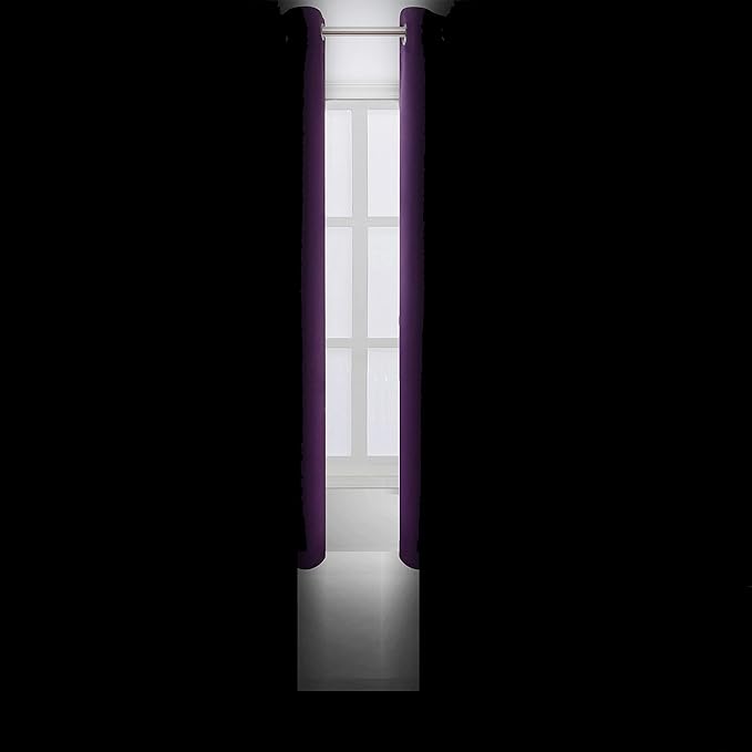 Purple Blackout Curtains/42 x 63 Inch/Set of Two Panels Grommet Bedroom Curtains - Image 3