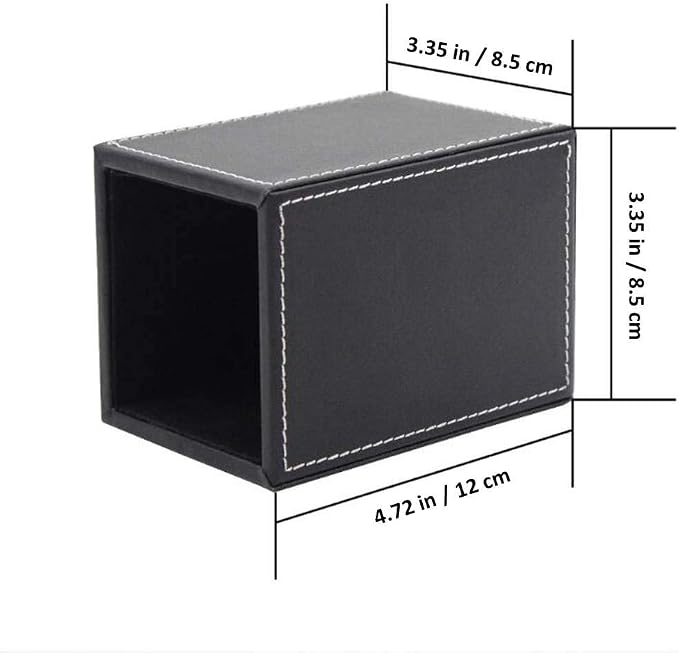 Black PU Leather Square Pens Pot Pencils Holder Cup Desktop Stationery - Image 3