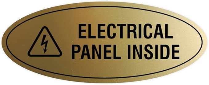 Signs ByLITA Oval Electrical Panel Inside Sign (Brushed Gold) - Medium 2 Pack