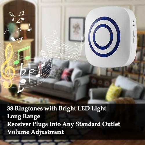 Wireless Driveway Alarm Door Chimes, Business Smart Infrared Visitor Doorbell Chime, Indoor Home Security System with 1 Plug-in Receiver and 2 PIR Motion Sensor Detectors Weatherproof(White)
