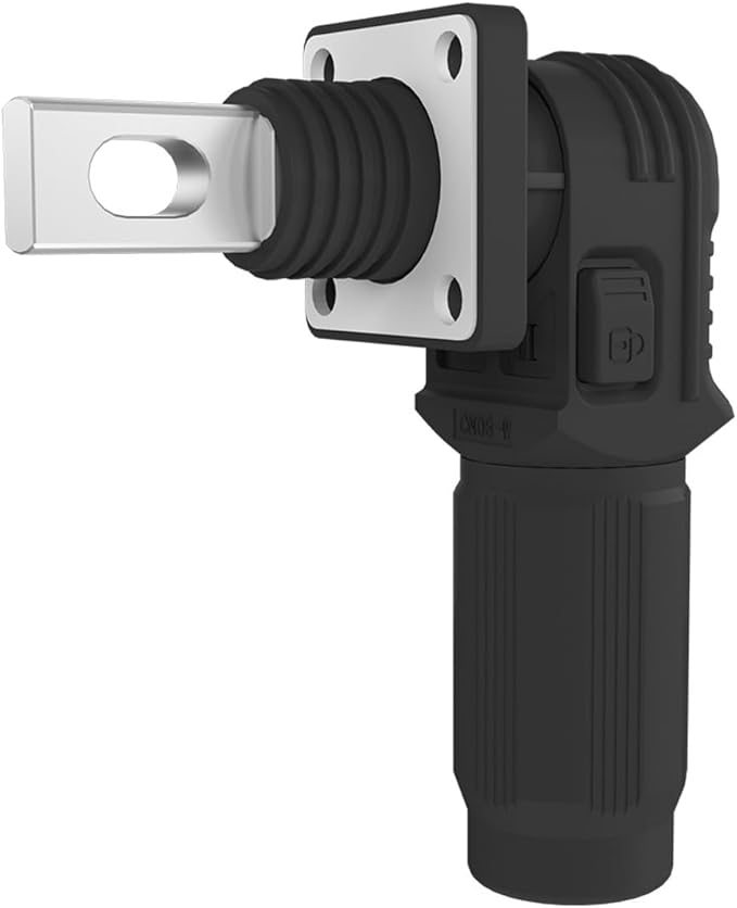 1 Set Battery Energy Storage Connector, Quick Plug Terminal High Current Connectors Copper Plate Wiring Adapter Right Angle Plug and Socket IP67 Waterproof Power Connector 60A 10mm² (60A, Black)