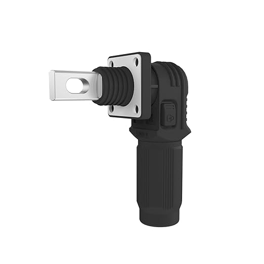 200A Battery Energy Storage Connector, 50mm² High Current Connectors IP67 Waterproof Copper Plate Wiring Power Adapter Quick Plug Terminal Right Angle Plug and Socket (1500V Black+Orange)