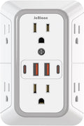 JcBlaon Outlet Extender Surge Protector - 6 Outlet Splitter with 4 USB Ports (2 USB C), Multiple Plug Expander Wall Charger, 3 Sided Multi Plug Wall Adapter Power Strip for Home Office Kitchen Travel
