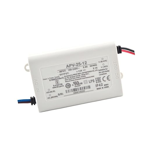 POWALK APV-25-12 Industrial Power Supply 12V 2.1A 25.2W with 90-264VAC Universal Input for Automation, LED Displays & Telecom Infrastructure
