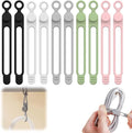 10PC Data Cable Organizer, 2026 Upgrade Silicone Cable Ties Reusable Cable Management Organizers, Multipurpose Elastic Cord Organizer for Fastening and Bundling Cable Cords Wires (A)