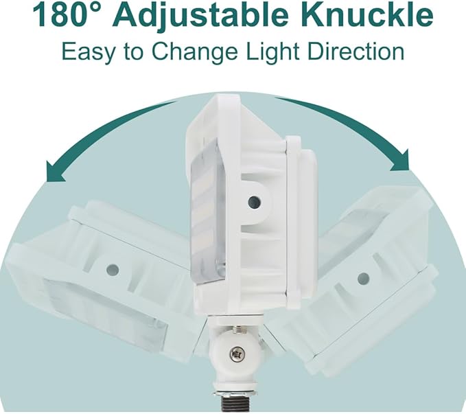 kadision LED Flood Light 50W/40W/30W, 3CCT 3000K/4000K/5000K Selectable, Dusk-to-Dawn Photocell, IP65 Waterproof Adjustable Knuckle Mount Security Lights, 100-277V ETL Listed, White 1-Pack