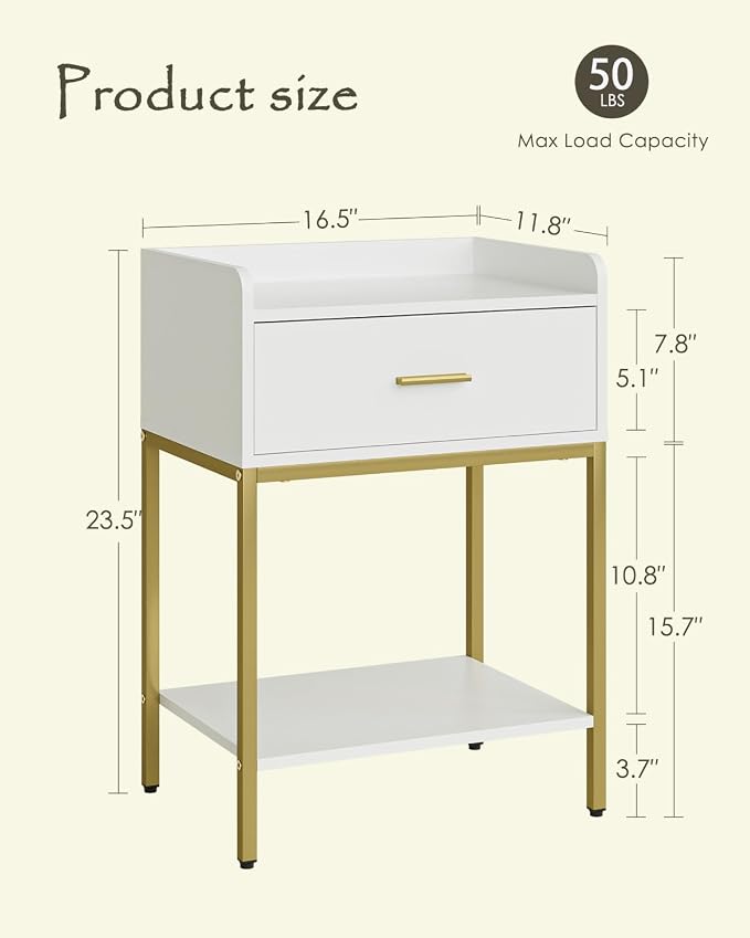 Nightstand, 3-Tier Modern Night Stand, Bedside Table - Image 2