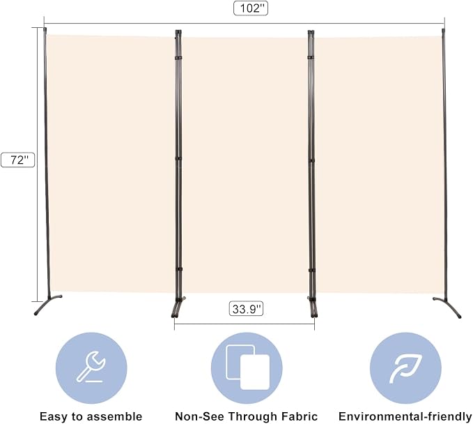 Room Divider 6FT Folding Privacy Screens, 3 Panel Partition Room Dividers | - Image 5