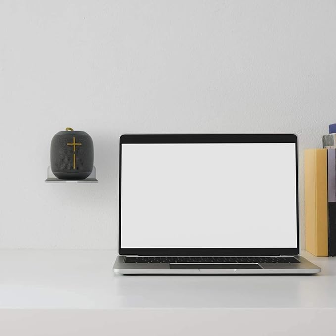 TXEsign Floating Speaker Shelf - Small Wall Mount for Speakers, Webcams, Displays - Acrylic Shelf in Silky White & Transparent