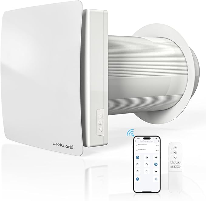 Weiworld Through the Wall HEPA Ventilation Fan- Ultra Quiet EC Motor Wall Vent Fan with WiFi/Remote Control, Brings Fresh Air In and Exhausts Stale Air Out for Bedroom, Basement, Attic
