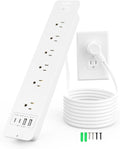 Inhwatek Recessed Power Strip, Surge Protector with USB Ports, Flush Mount Power Strip, 6Ft Flat Plug Extension Cord for Home Office Desk Kitchen Behind Furniture
