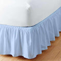 Light Blue Solid Ruffled Bed Skirt King XL-8" Inch Drop Split Corner, Microfiber Bedskirt with Platform Three Sided Coverage
