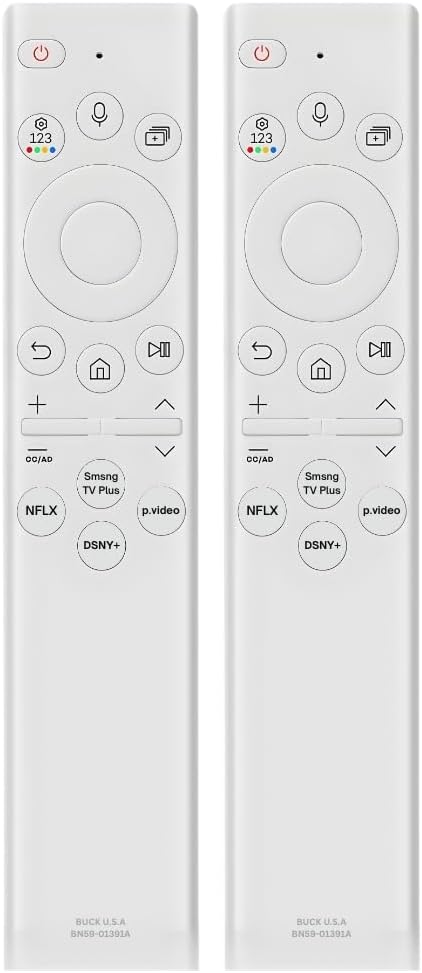 2 Pack BN59-01391A Samsung TV Remote Control Replacement for Smart TV - Easy Setup, Universal Bluetooth/IR Voice Remote, Solarcell - Works with Samsung QLED, Frame, Crystal UHD, 4K, & LED Smart TVs