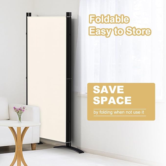 Kokorona 4 Panel Room Divider, 6FT Tall Folding Privacy Screen Wall Dividers - Image 3