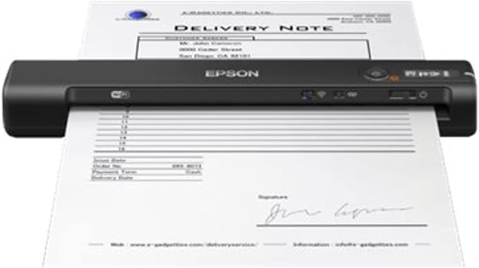 Epson Workforce ES-60W Wireless Portable Sheet-fed Document Scanner for PC and Mac 10.7" x 1.9" x 1.4"