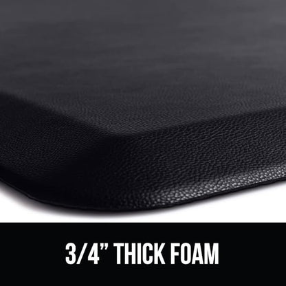 GORILLA GRIP Comfortable Cushioned Kitchen Mats for Floor, 48x20, Waterproof and Stain Resistant Soft Top, 3/4 Inch Thick Ergonomic Standing Desk Anti Fatigue Mat, Foam Supports Ankles and Feet, Black