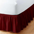 Burgundy Solid Ruffled Bed Skirt Cal-King-22 Inch Drop Split Corner, Microfiber Bedskirt with Platform Three Sided Coverage