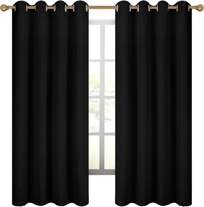 Diraysid 100% Blackout Curtains Black Linen Curtains - Image 2