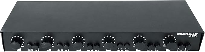 Rockville Z-SIX 300W 6-Zone Audio Zoner 8-Ohm, Multi-Room Control, Dual Source Inputs, Volume Control, for Home and Commercial Audio Systems