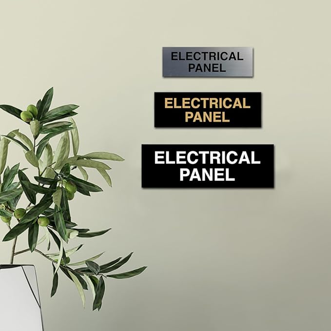All Quality Basic Electrical Panel Sign - Fire Regulation Safety Compliance Sign - Red/Gold - Medium (5 Pack)