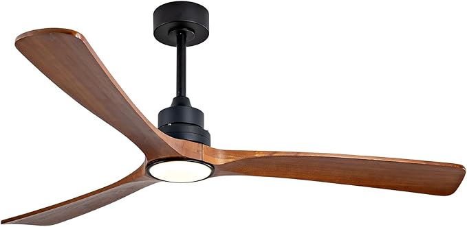 Gaizw Ceiling Fans with Lights, 60 Inch Ceiling Fan with Remote Control, 3 Blades Walnut Fan Reversible Quiet DC Motor 6 Speeds Timing Indoor Outdoor Farmhouse Ceiling Fans for Bedroom Living Room