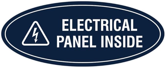 Signs ByLITA Oval Electrical Panel Inside Sign (Navy Blue/White) - Medium