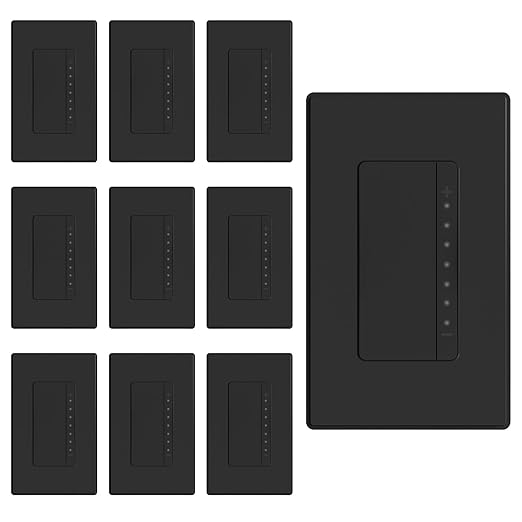 ELEGRP Dimmer Switch, Digital Dimmer Light Switch for LED Lights 150W, INC/HAL 450W, Single Pole LED Dimmer Switch, Needs Neutral Wire, Wall Plate Included, UL Listed, 10 Pack, Matte Black