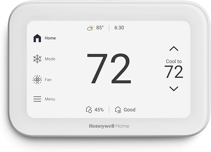 New Honeywell Home X8S Smart Thermostat with Video Doorbell Compatibility, IAQ Control, and Customizable Touchscreen Display, White