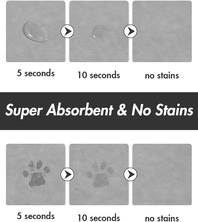 Absorbent Food Mat for Dogs - Quick Dry, No Stains, Prevents Mess from Food & Water Bowls