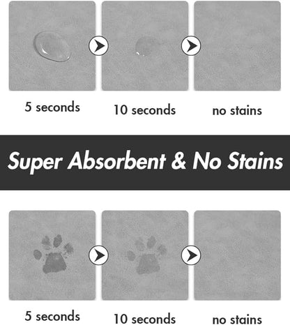Absorbent Food Mat for Dogs - Quick Dry, No Stains, Prevents Mess from Food & Water Bowls