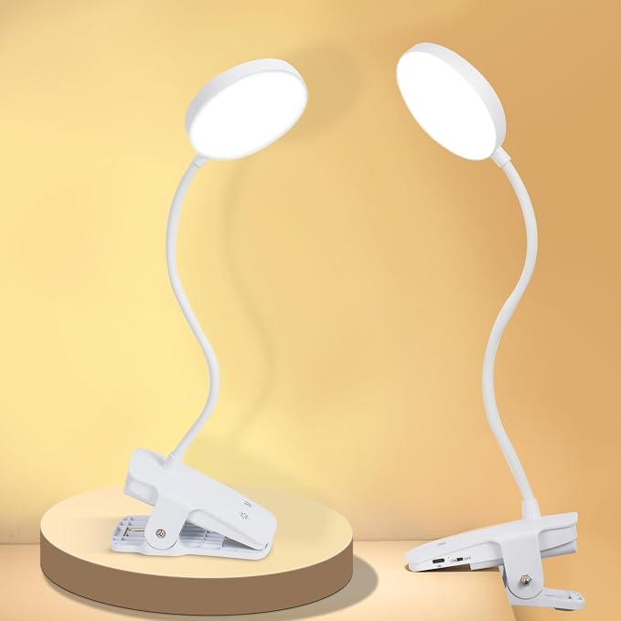 Cordless Rechargeable Clip On Desk Lamp Thick Flexible 360° Gooseneck | 450 by HOME