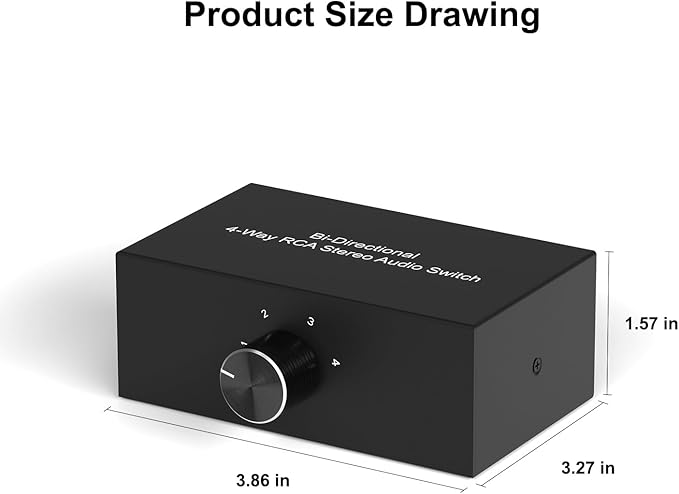 Dingsun 4-Way Stereo Audio Switcher, Bi-Directional Right and Left Channel Audio Selector Box for Blu-ray Players or DVD Players Active Speakers (4In-1Out /1In-4Out)(1In-4Out /4In-1Out)