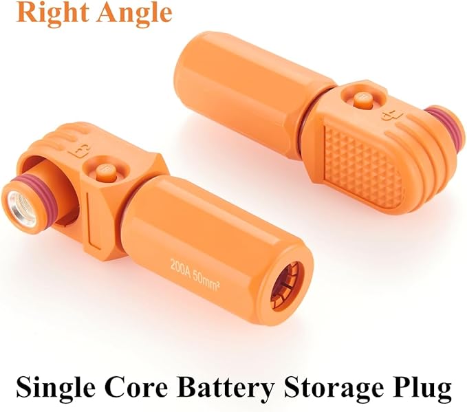 Right Angle Energy Storage System Power Connector IP67 Waterproof 200A 50mm² Single Core HV Battery Storage Plug,1PC (Orange, 200A)