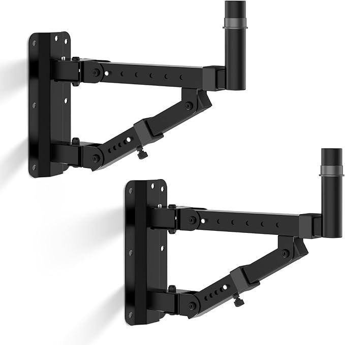 Vondynote Set of 2 Speaker Wall Mounts Heavy Duty PA Wall Speaker Mounting Brackets with 180° Swivel and 20° Tilt Adjustable, 35mm Pole Mount