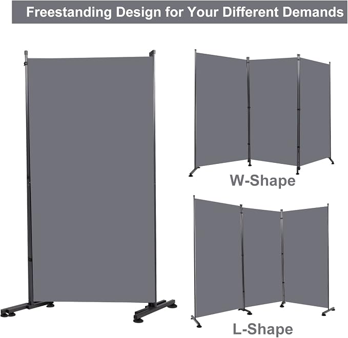 Room Divider 3 Panel Folding Privacy Screen, Round Pad Design Wall Divider | - Image 5