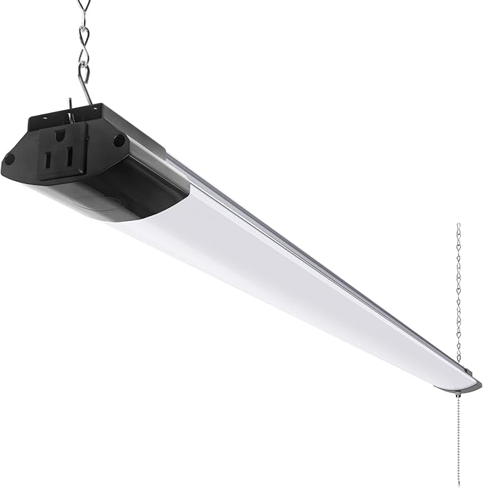 Barrina BS84 LED Shop Light for Garage, 10000LM, 84W, 4FT, 5000K Linkable Light Fixture for Workshop, Basement, Hanging or Flush Mount, Heat Dissipation with Pull Chain Switch, ETL,1 Pack