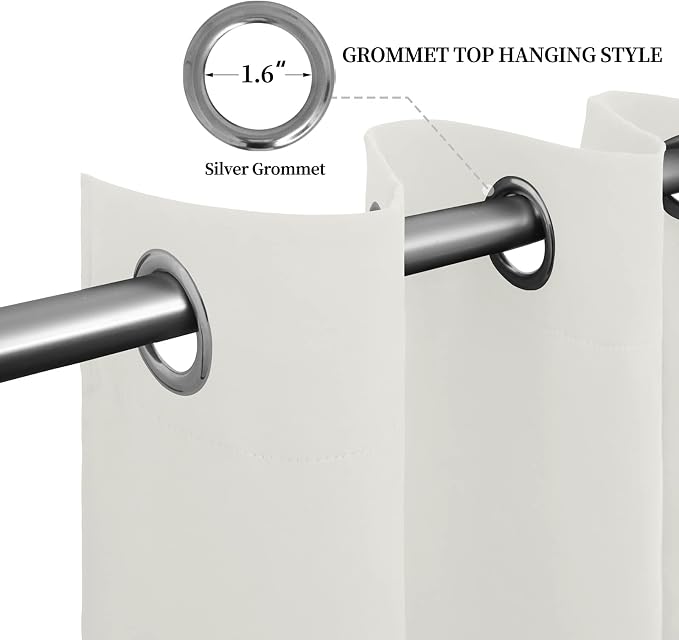 Easy-Going Thermal Grommet Curtains, 2 Panels 52x84 in, Ivory | Washable - Image 5