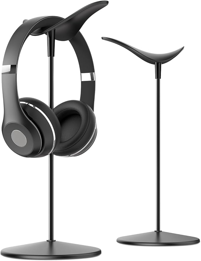 Lamicall Headphone Stand, Desktop Headset Holder - Desk Earphone Stand, for All Headsets Such as Airpods Max, HyperX Gaming Headphones, Beats/Sennheiser Music Headphones - Black