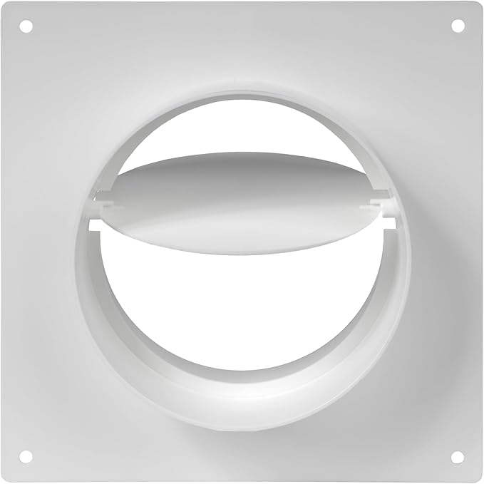 Repa Market 4 Inch Duct Connector Flange with Backdraft Damper – ABS Plastic Round Male Fit Vent Pipe Adapter – Wall Plate HVAC Exhaust & Intake Coupling – for Ventilation and Cooling Systems