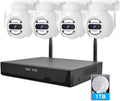 [Auto Tracking Alert 360° PTZ & 2-Way Audio] 8CH Plug&Play Wireless Cameras for Home Security, 4x1920P 5MP IP67 IR&Full Color Night Vison AI Motion Detection, 1TB HDD 24/7 Recording Remote Control