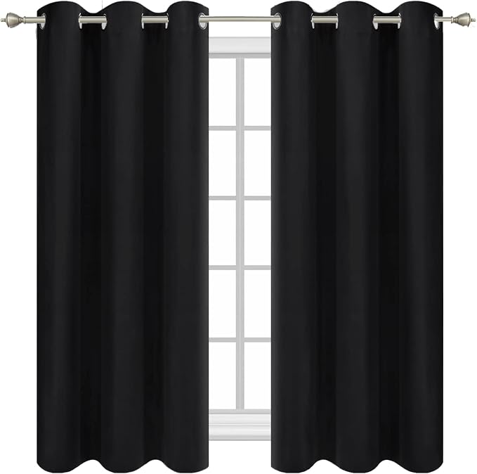 Diraysid Black Grommet Blackout Curtains - Image 2