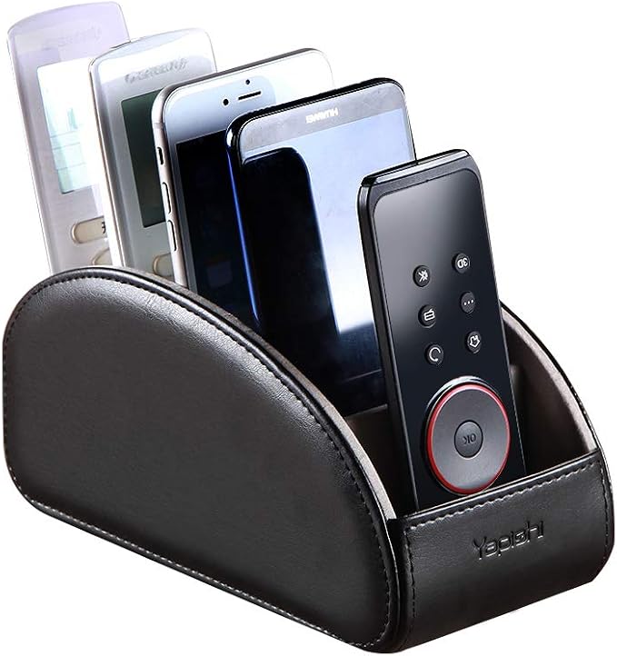 Large PU Leather TV Remote Control Holder Organizer by YAPISHI