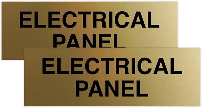 All Quality Basic Electrical Panel Sign - Fire Regulation Safety Compliance Sign - Brushed Gold - Small (2 Pack)