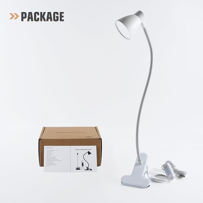 Clamp Desk Lamp, Clip on Reading Light, 3000K-6500K Adjustable Color Temperature - Image 9