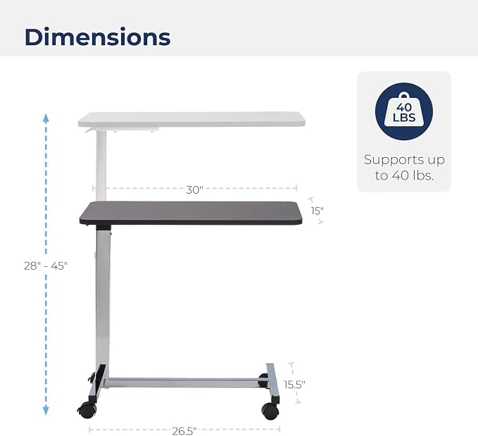Drive Medical 13003 Non Tilt Top Overbed Table - Image 2