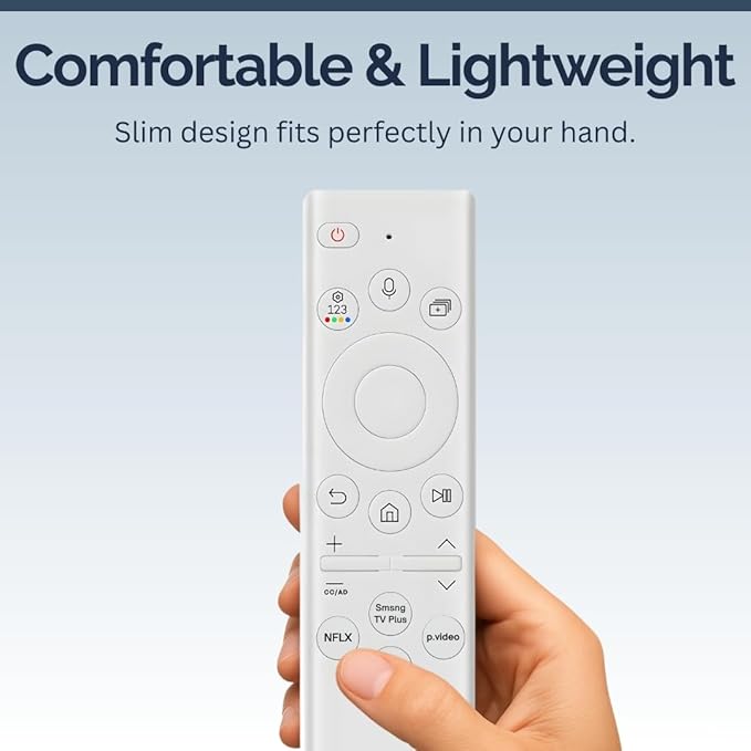 BN59-01391A Samsung TV Remote Control Replacement for Smart TV - Easy Setup, Universal Bluetooth/IR Voice Remote, Solarcell - Works with Samsung QLED, Frame, Crystal UHD, 4K, & LED Smart TVs, White