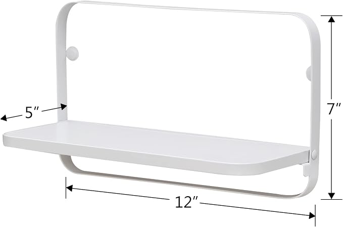 WELLAND White Floating Shelves Set of 2, Small Fold Down Wall Shelf Folding - Image 2