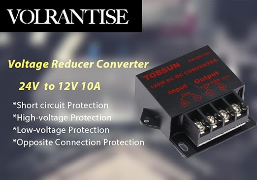 DC 24V to 12V 10A Step Down Converter, 120W 10A Power Buck Voltage Regulator Reducer, Compact Transformer Module for Car, Truck, RV Electronics - 24V to 12V 10A Converter