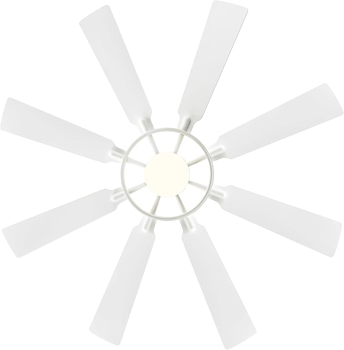ELEHINSER 60 Inch Ceiling Fan with Lights and Remote Control, 8 Plywood Blades, 6-Speed Noiseless Reversible DC Motor, 3CCT, Windmill Ceiling fan for Kitchen Bedroom Living Room, Gloss White